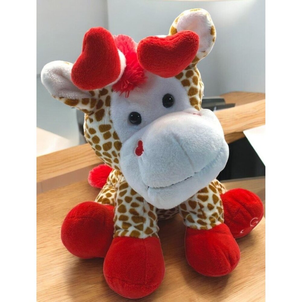 Giraffe Valentines Day Plush Toy With Hearts By Animal Adventure Stuffed